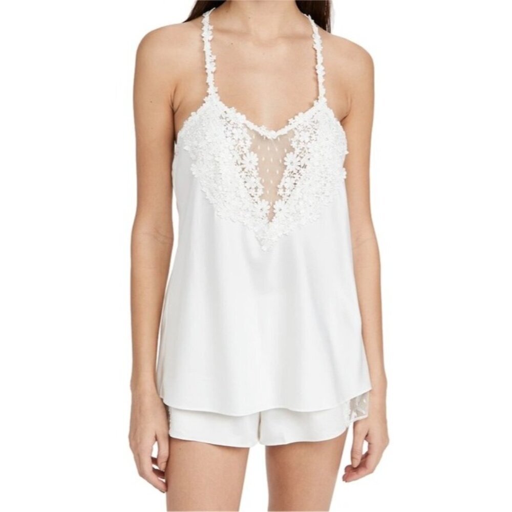 Flora Nikrooz White Lace Trim Pajama Set